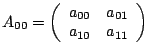 $A_{00}=\left(\begin{array}{cc}
a_{00} & a_{01}\\
a_{10} & a_{11}\end{array}\right)$