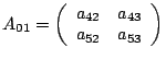 $A_{01}=\left(\begin{array}{cc}
a_{42} & a_{43}\\
a_{52} & a_{53}\end{array}\right)$