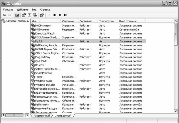 ���������� �������� MySQL � Windows 2000/XP/2003 Server